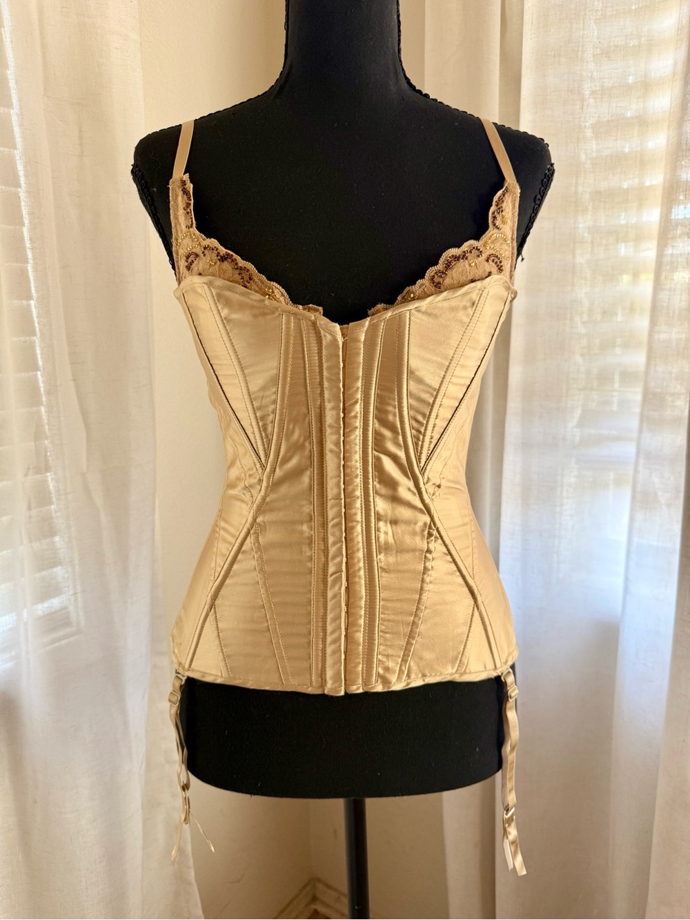 Vintage Y2K Frederick’s of Hollywood Gold Beaded Corset
